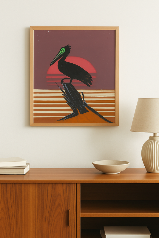 Twilight Sentinel 11"x14" Original Acrylic Painting on Wood Board