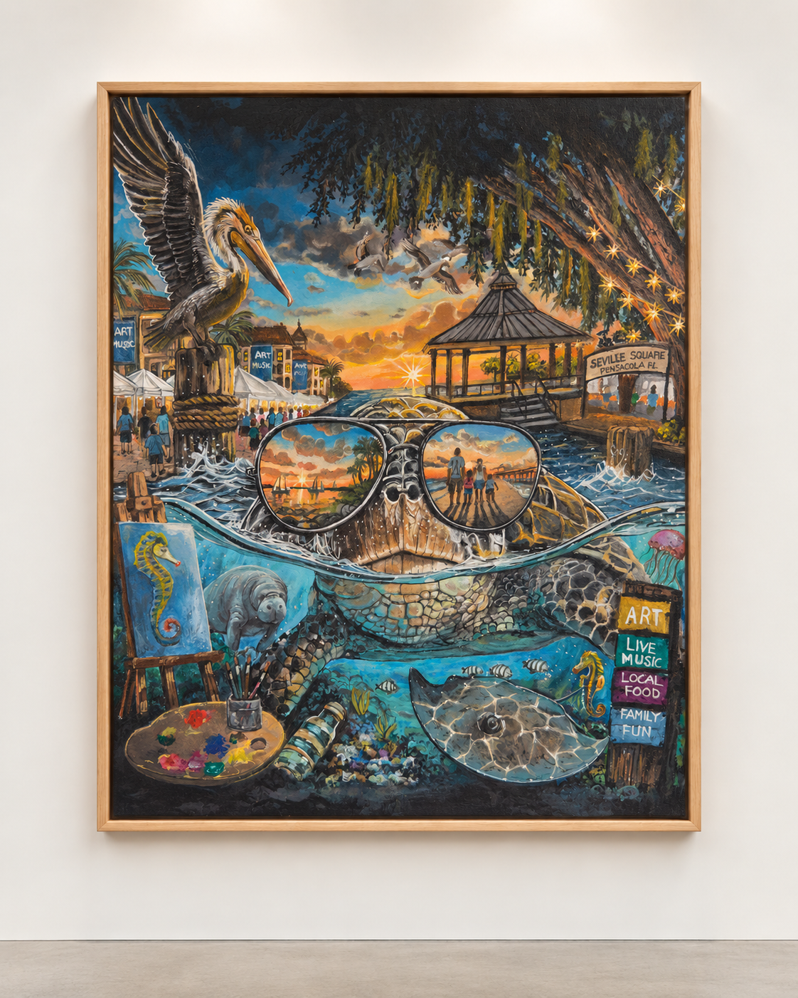 Where Art Meets the Gulf- Original 18" x 24" Framed Great Gulfcoast Arts Festival Painting | Wildlife Art by Arco