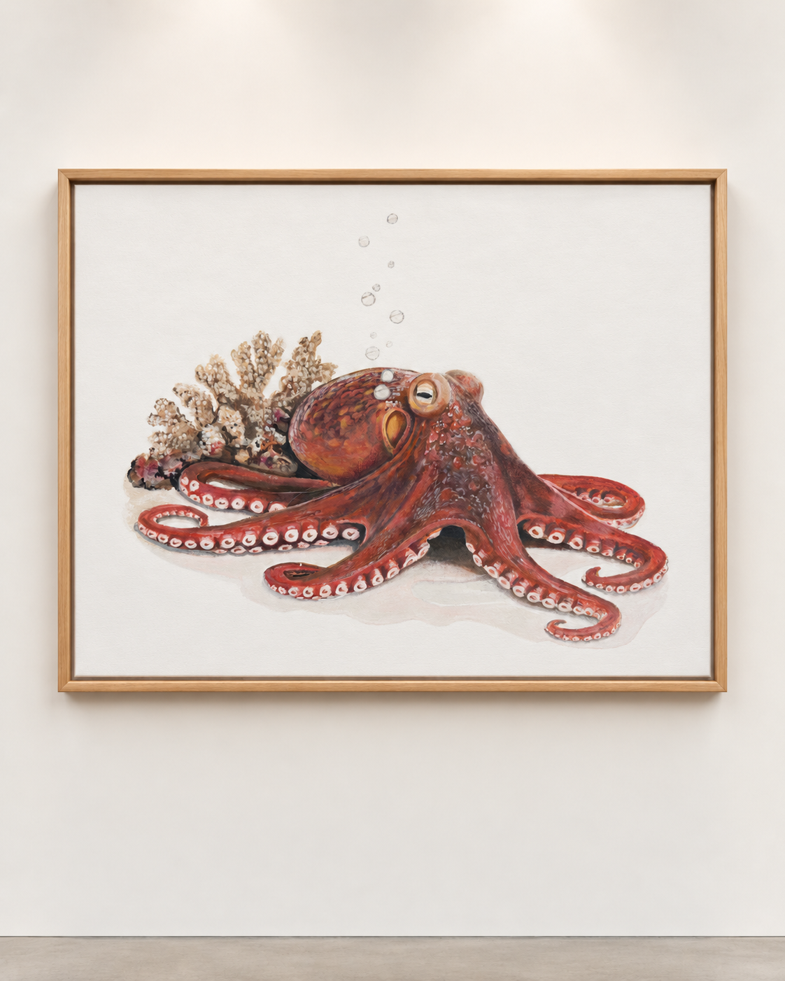 Quiet Intelligence — Original 18" x 24" Framed Octopus Painting | Wildlife Art by Arco