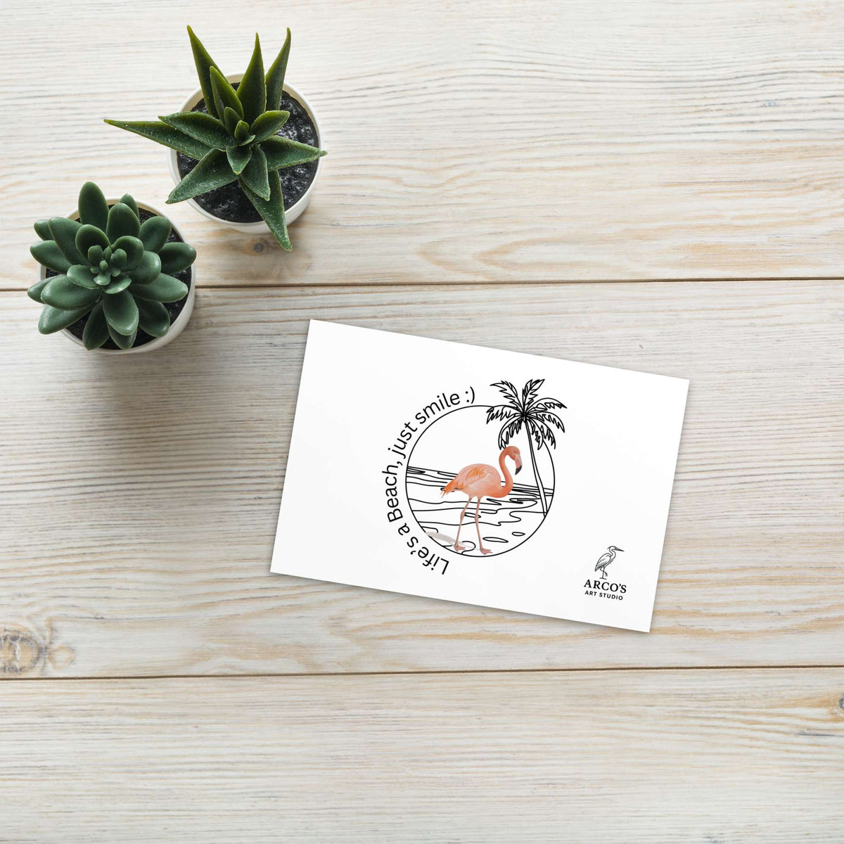 Life's a Beach Standard Postcard, wildlife art by Arco