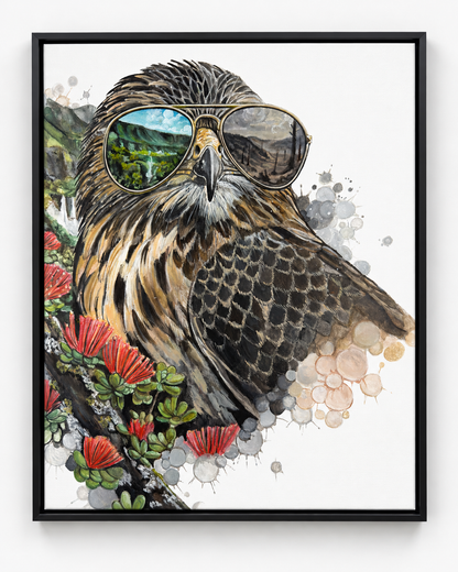 Spirit of the ʻIo 18"x24" Framed Original Painting | Wildlife Art by Arco
