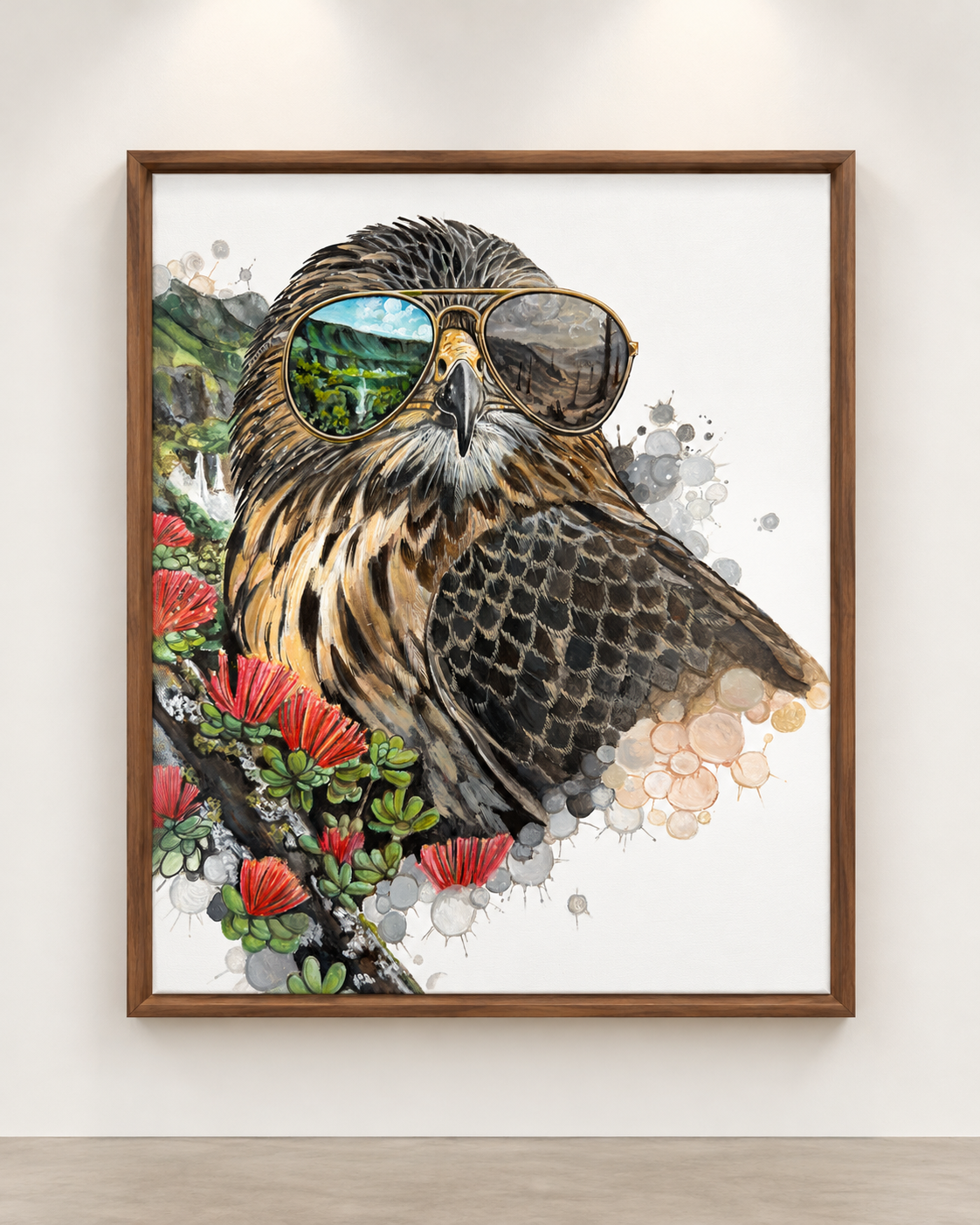 Spirit of the ʻIo 18"x24" Framed Original Painting | Wildlife Art by Arco