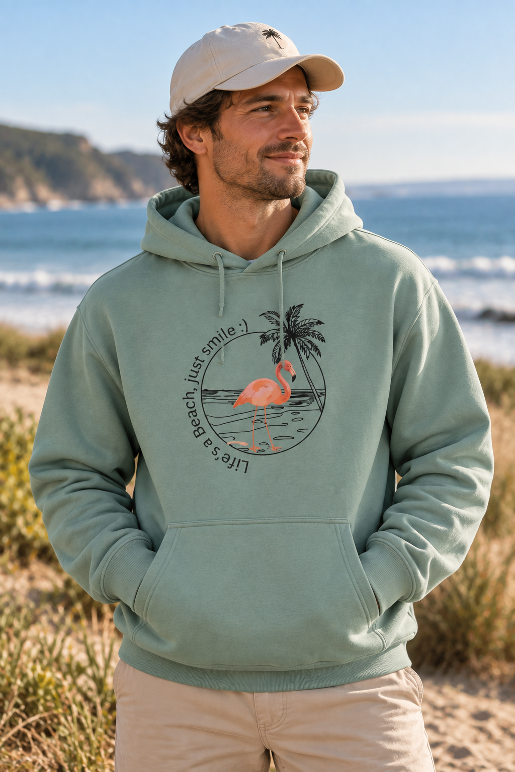 Life's a Beach, just smile :) Men's Hoodie | Wildlife Art by Arco