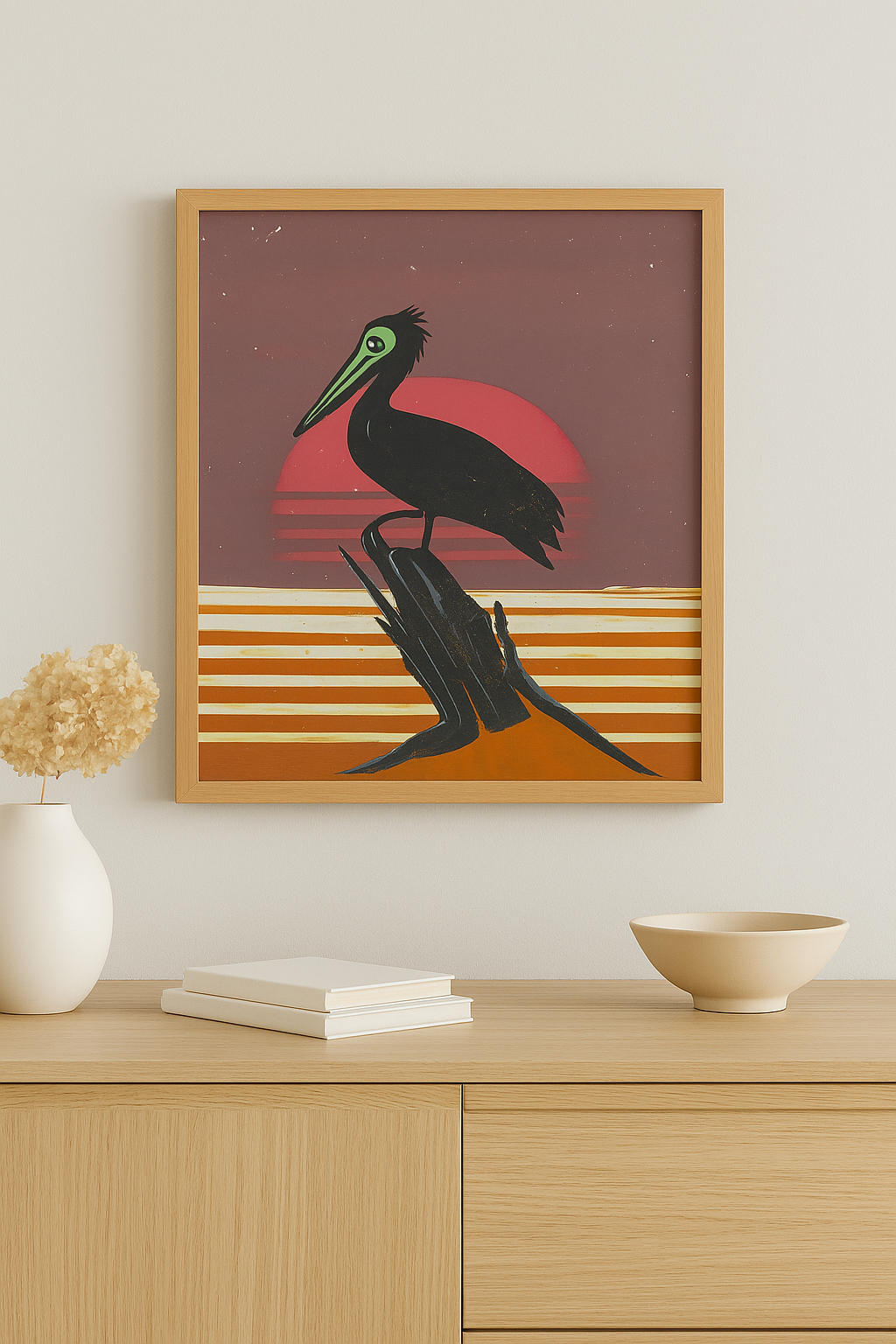 Twilight Sentinel 11"x14" Original Acrylic Painting on Wood Board