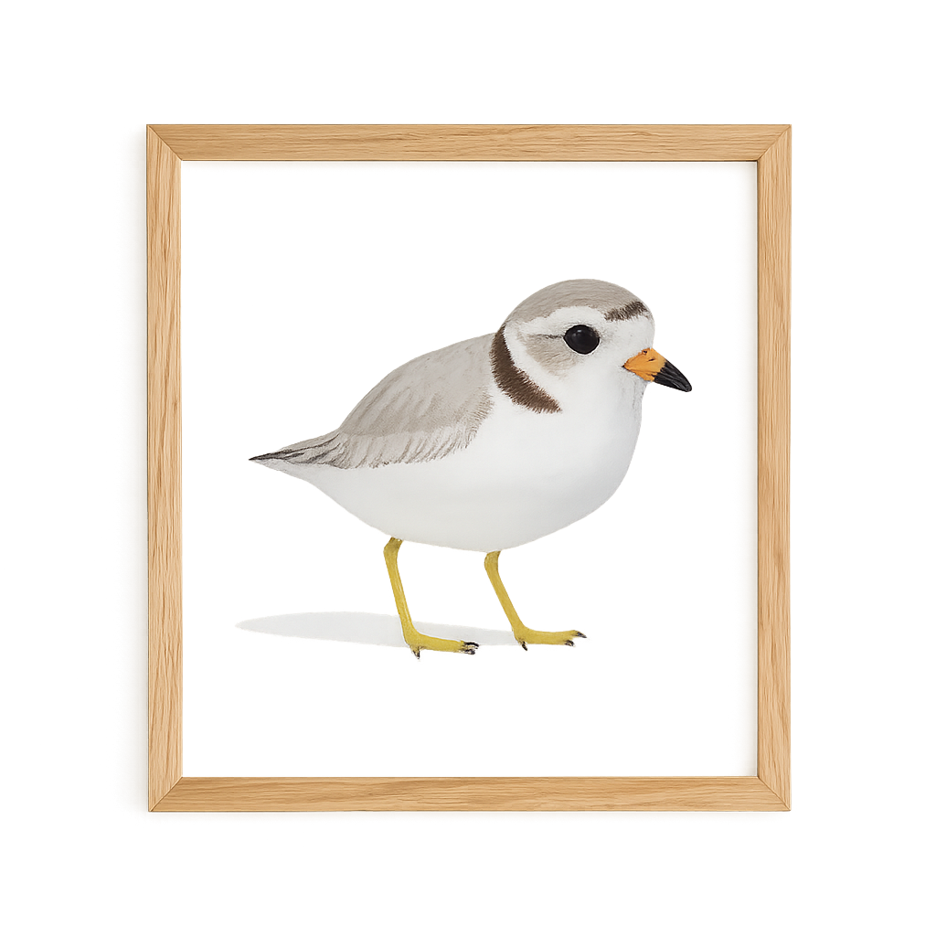 Framed artwork of a bird on a white background