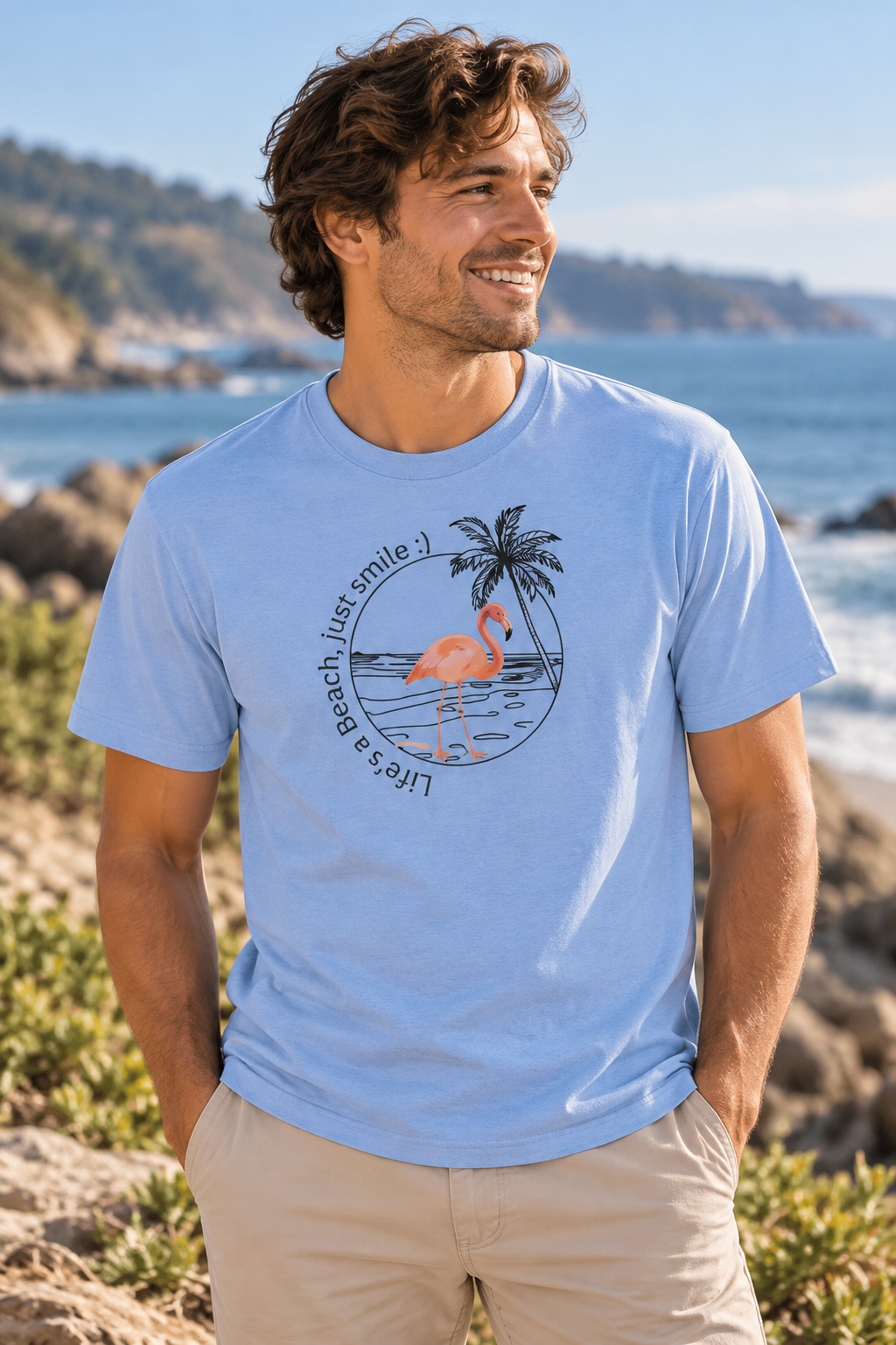 Life's a Beach, just smile :) Men's T-Shirt | Wildlife Art by Arco