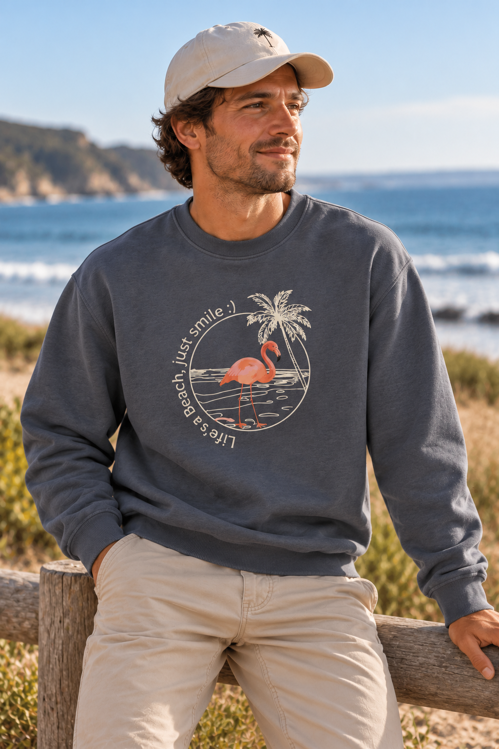 Life's a Beach, just smile :) Men's Sweatshirt | Wildlife Art by Arco