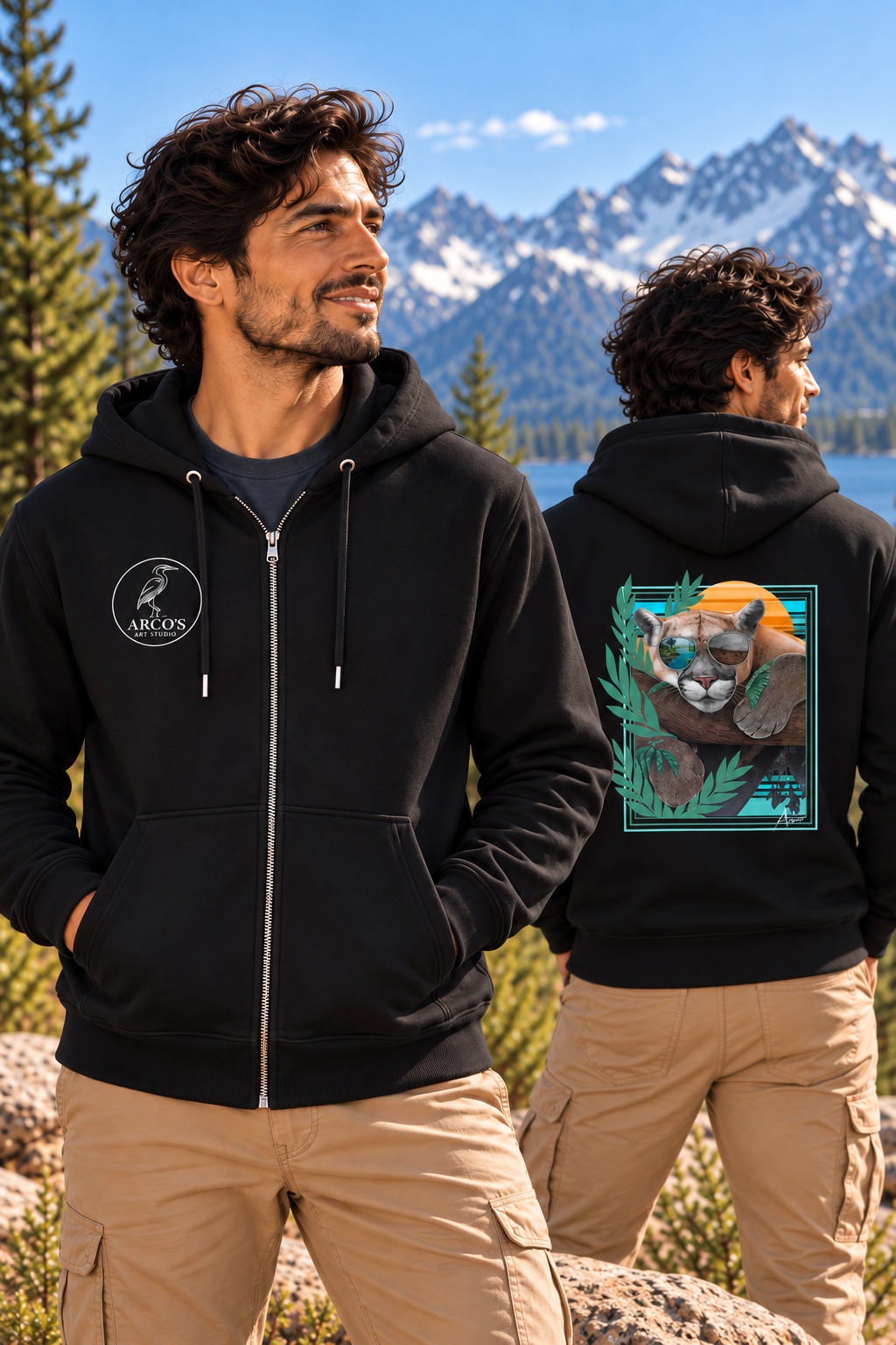 Panther at Rest Heavyweight zip-up hoodie | Wildlife Art by Arco