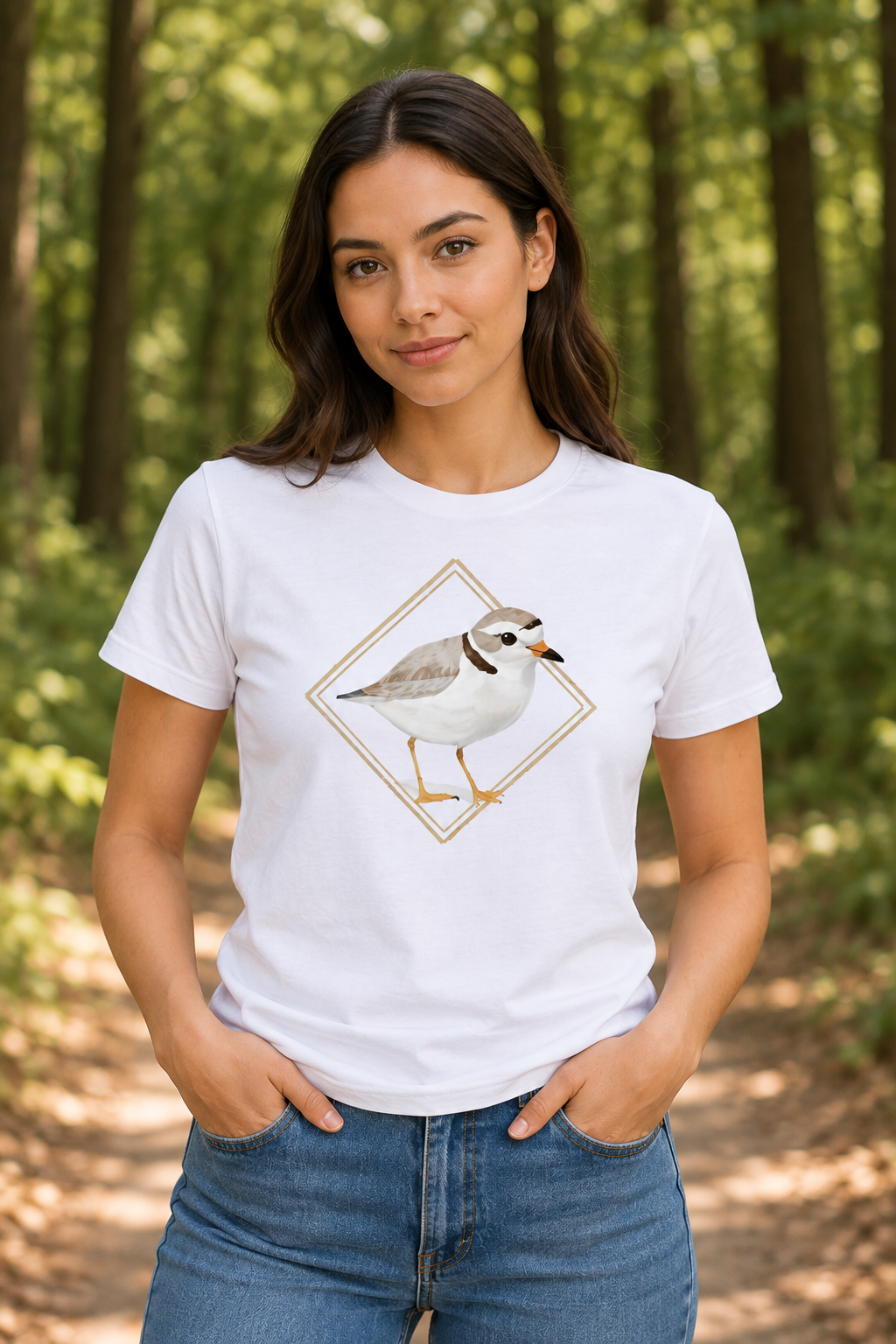 Plover Geometric Womens T-Shirt | Wildlife Art by Arco