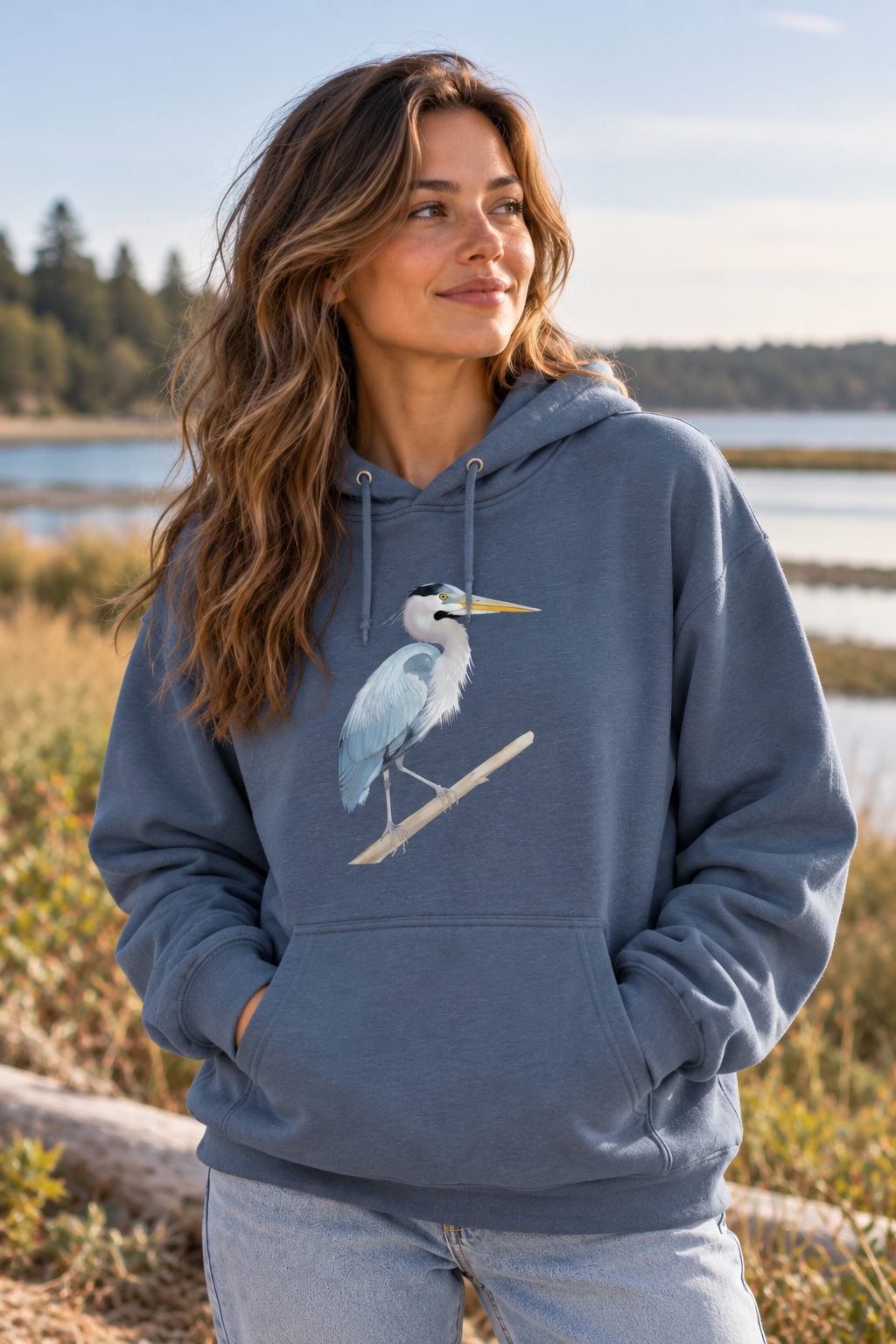 Quiet Majesty Great Blue Heron Women's Hoodie – Art by Arco